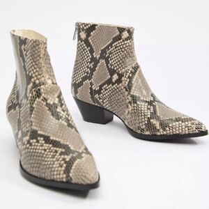 Steve Madden Cafe Snakeskin Genuine Leather Pointy Toe Ankle Boots Western Rodeo